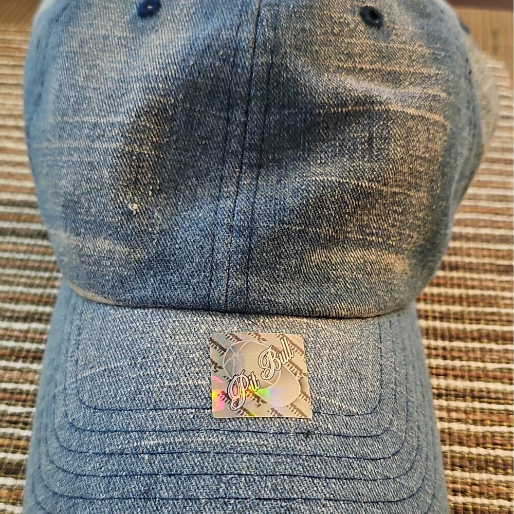Pit Bull Men's Blue Solid Baseball Cap Adjustable Strap One Size Fits all